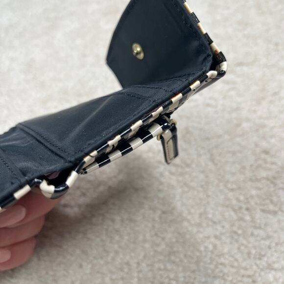 APT.9 Black White Striped Patent Trifold Wallet Small ID Card Slot Coin Pocket - Picture 5 of 8